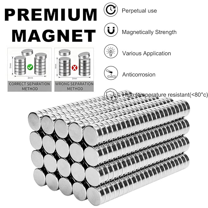 100pcs 8×2mm Mini Round Magnets for Nail Clippers, Measuring Artificial Nail Length, Multi-Use Cat Eye Nail Design Tools, Neodymium Magnet for Fridge Magnets, Crafts, Office Supplies