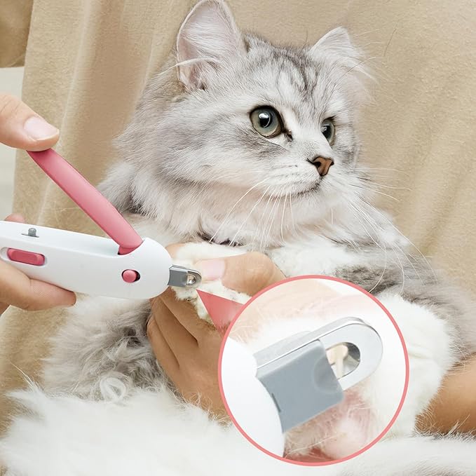 Cat Nail Clipper Adjustable Size, Cat Claw Clippers with 3-Size Trimming Hole & Hidden Nail File Round Hole Blade Pet Grooming Tool for Kittens & Indoor Cats