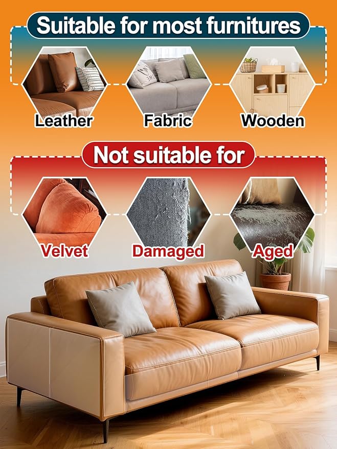 Acostop Cat Scratch Furniture Protector - Specially Designed for Leather Furniture, Easy to Remove Anti-Scratch Couch Protector from Cat, No Pins, 10 Pack