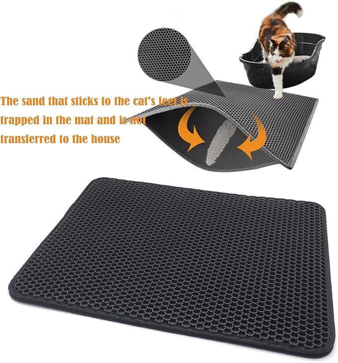 XKMT- Animal Pet Supplies Cats Litter & Housebreaking 30X40 Black Cat litter Mat Double Layer Pad Trapper Folding Pad EVA Foam Rubber
