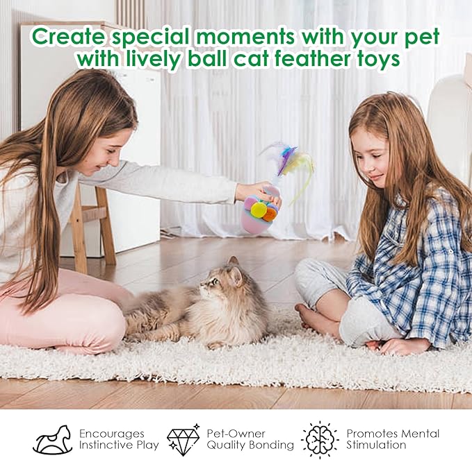 Wobble Cat Toy - Self Righting Feather Toy for Cats & Kittens, Rocks & Sways, Fun & Engaging Play- Interactive Kitten Enrichment Feather Toy for Cats to Play Alone （Contains Catnip）