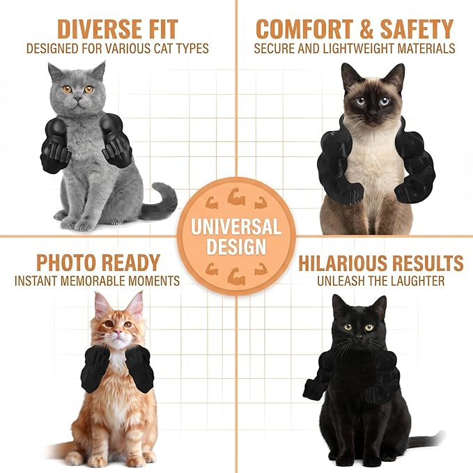 Cat Arms,3D Printed,Muscle Arms for Cats,Costumes for Cats Only,Arms for Dogs,Creative Arms,Muscle Arms - Creative Giant Arms,Cosplay,3D Printing Pet Armsblack