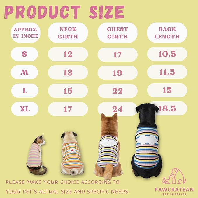 3-Pack Pet Cotton Sleeveless Top Striped Vest Top Soft Breathable Puppy Tank Top Cat Tee Dog Sleeves Top (Medium)