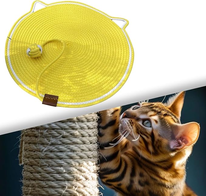 Cat Scratch Scratching Pad Lightweight Sleeping Bed Anti Slip for Sofa Couch Floor with Ball Furniture Protector, Yellow