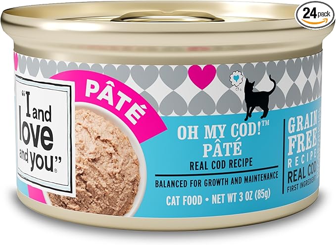 I and love and you Wet Cat Food - Oh My Cod Pâté - Cod Recipe, Grain Free, Filler Free, 3oz Pack of 24 Cans