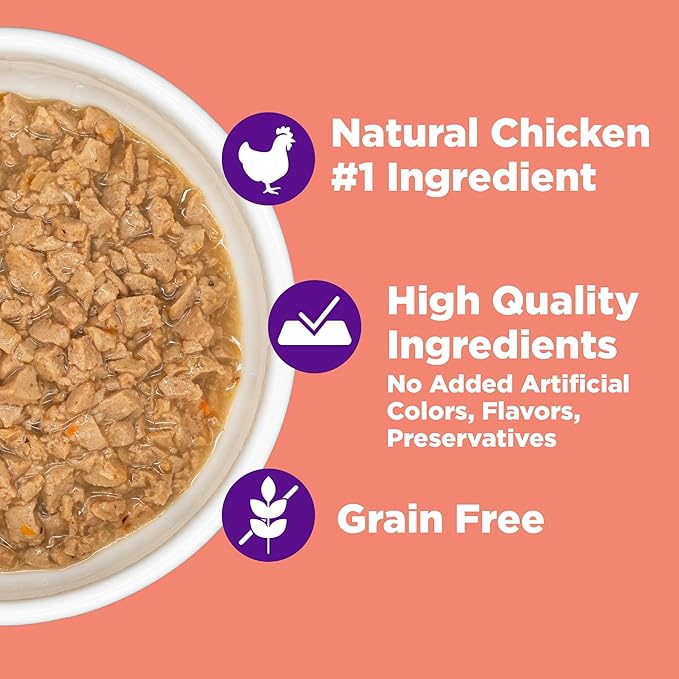 Wellness Complete Health Purrfect Duos Cuts in Gravy Adult Wet Cat Food, Natural, Protein Rich, Grain Free, Chicken and Tuna Dinner Recipe, 2.64 oz, Pack of 12 Split Cups