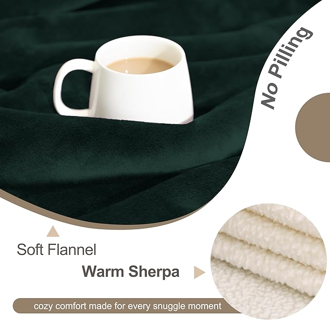 gogobunny Waterproof Bed Blanket, Reversible Sherpa Fleece Throw Blanket for Dog Puppy Cat, Furniture Cover Protects Bed Couch Sofa from Liquid Pee and Pet Fur (Forest Green, 25x35 inches)