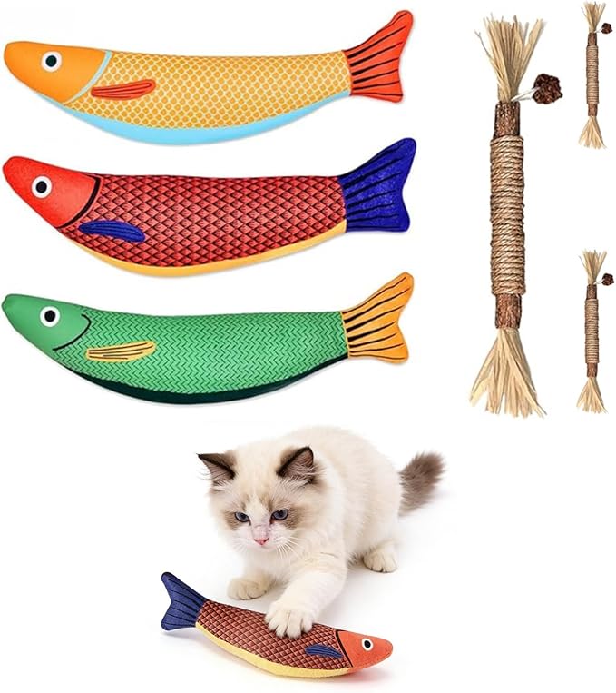 Catnip Toys for Indoor Cats, Interactive Cat Toys with Catnip, Chew Kicker, Cat Chew Toy for Adult Cats & Kitten (6 Pack)