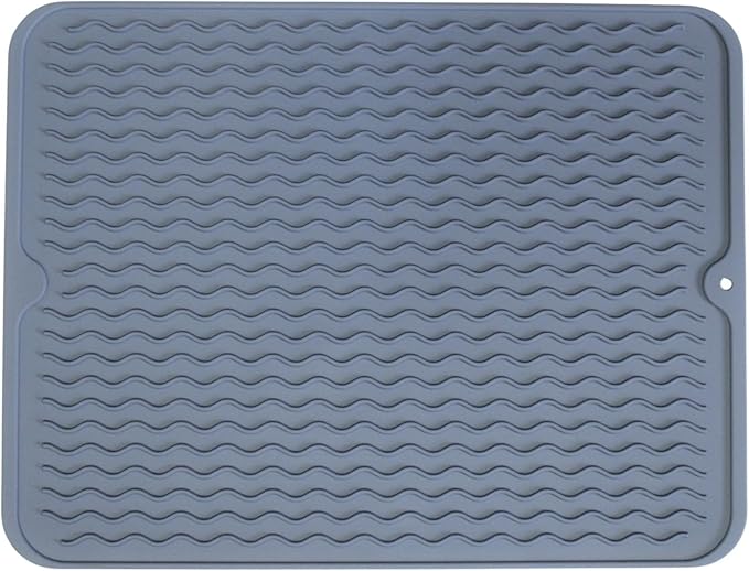 Silicone Pet Feeding Mat for Dogs, Cats, Small Animals, Non-Slip Waterproof Food and Water Mat with Raised Edge, BPA-Free Convenient Hook Storage by Dependable Industries (Blue, 12 x 16 inch)