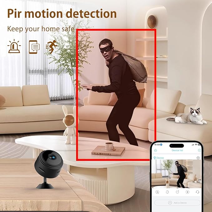 1080P Hidden Camera Spy Camera WiFi, Mini Nanny Cam with Night Vision, Motion Detection, Small Wireless Home Security Surveillance Cam for Indoor, Pet, Baby, Nanny Monitoring