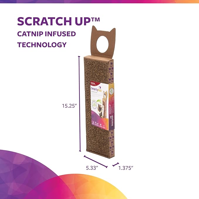 SmartyKat Scratch Up Corrugated Hanging Cat Scratcher, Catnip Infusion Technology - Brown, Single Wide (Pack of 6)