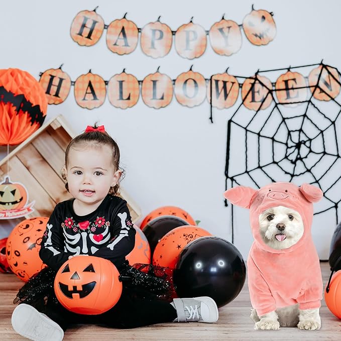 NACOCO Halloween Pig Dog Costume - Pet Christmas New Year Hoodie Warm Party Coat Outfit for Small and Medium Cat Dog Clothes(Pink Pig,M)