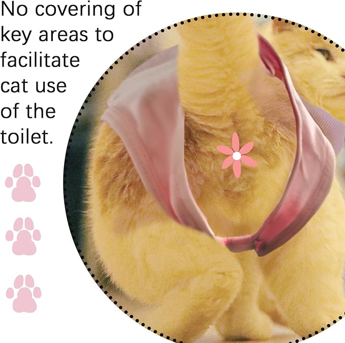 Cat Surgery Recovery Suit - M Size Pink, Soft and Breathable Modulating Material for Comfortable Recovery, Easy to Wear and Ideal for Post-Op Care