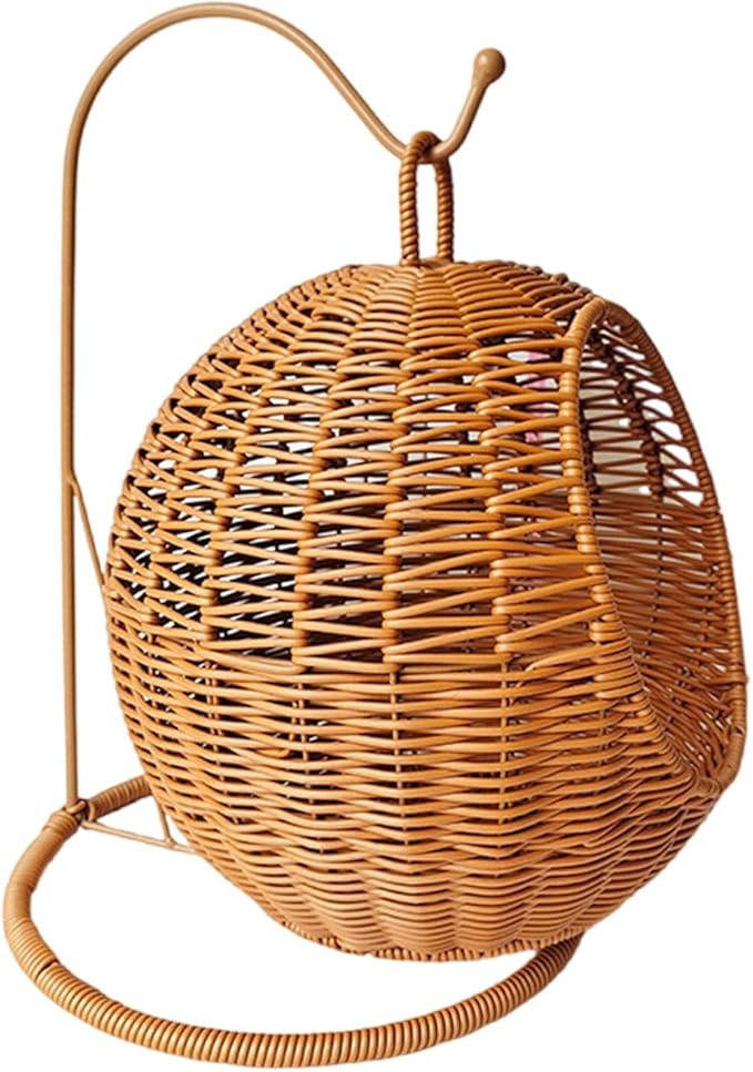 Imitation Rattan Cats Basket Hanging Hammock Bed for Small Space Comfortable Small Cats Nest for Indoor