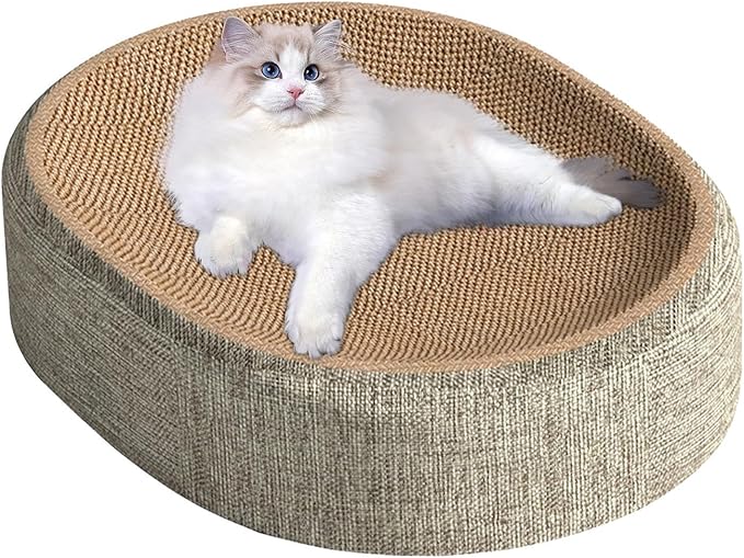 Cat Scratching Board Bed, 2 In 1 Oval Cat Scratcher Cardboard Bowl Nest, Cats Scratching Board For Indoor Cats Scratch Pad Lounge Bed, Furniture Protector From Kitten Claws For Grinding Claws And Rest