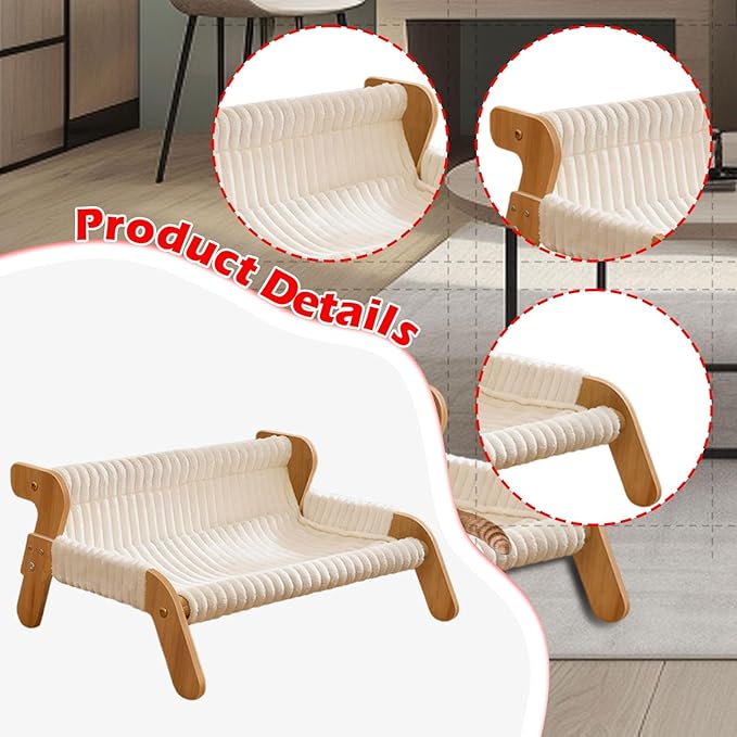Baoblaze Cat Lounge Chair Pet Hammock Bed Large Furniture Sofa Scratcher Pet Cot Winter Elevated Bed for Bunny Small Animal Rabbit Kitten Small Dogs