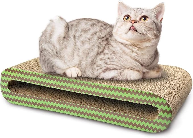 PAWISE Cat Scratcher Cardboard - Reversible Scratching Pad & Lounge Bed for Indoor Cats, Durable Corrugated Furniture Protector