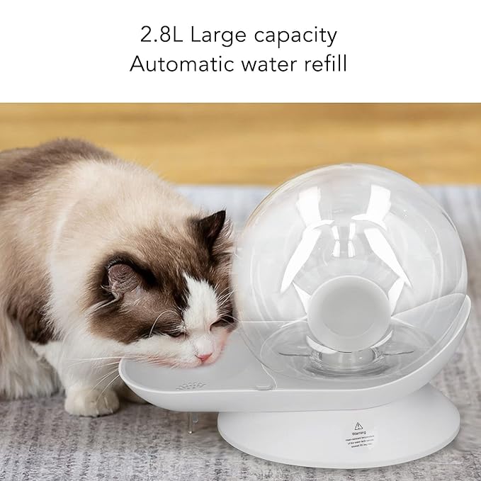 Pet Water Dispenser Snail Shape Automatic Water Drinking Fountain 2.8L Large Capacity for Dogs and Cats (Gray)