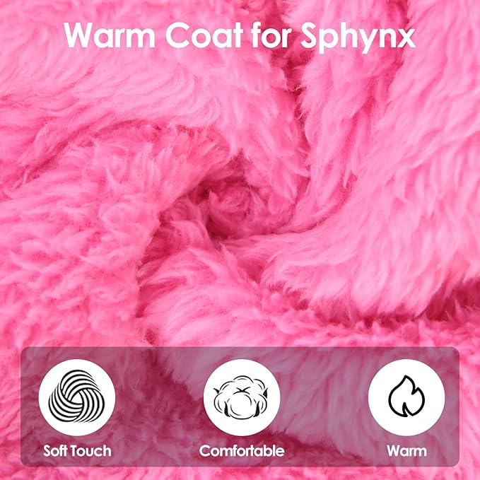 Sphynx Hairless Cat Sweater, Full Body Warm Fleece Sweaters with Sleeves for Cats, Soft Turtleneck Cat Clothes, Cozy Pullover Pajamas for Hairless Cats Devon, Donskoy, Hot Pink XL
