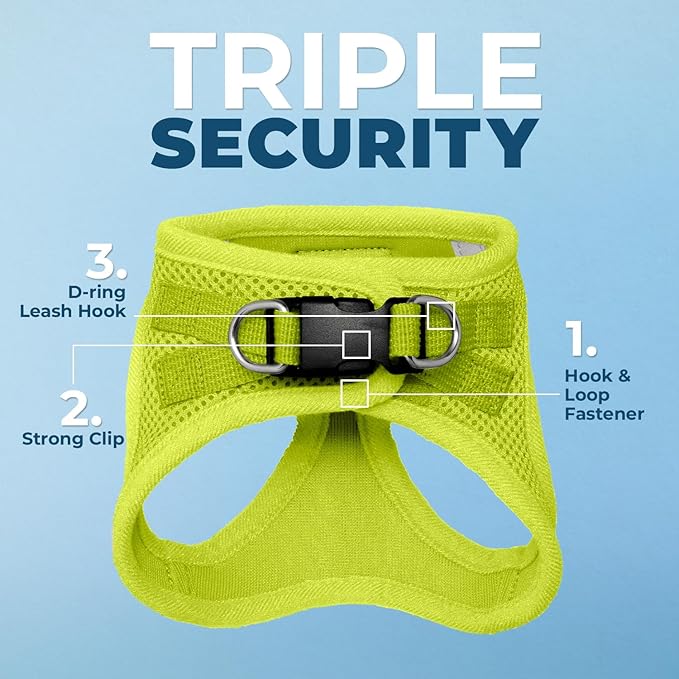 Voyager Step-in Pet Harness - All Weather Mesh, Adjustable Step in Harness for Cats and Dogs by Best Pet Supplies - 307S Lime Green, XXXS