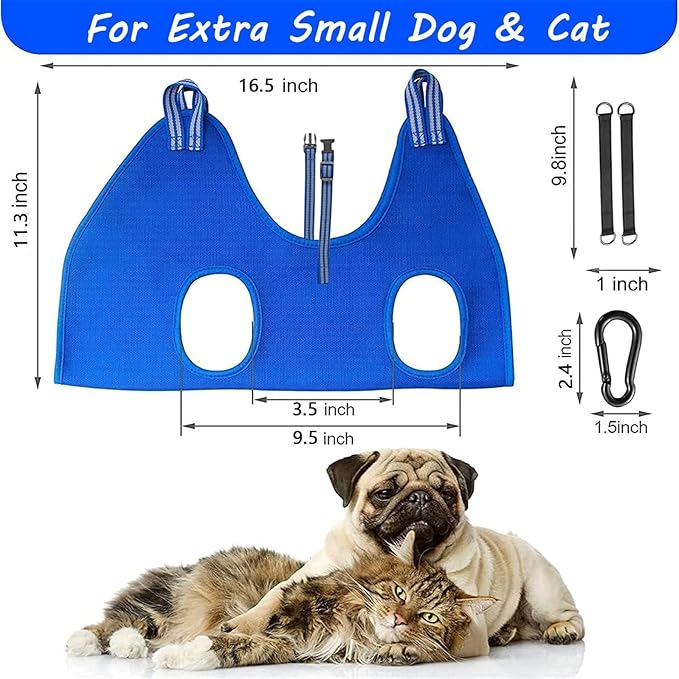 FEEGO Pet Grooming Hammock & Sling for Small Dogs & Cats - Trimming Nails & Ear/Eye Care, Harness for Grooming, Sling for Cats & Dogs