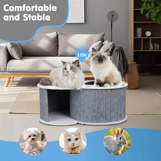 Cat House for Indoor Cat - Vertical Double Layer Cat Beds & Furniture S-Tunnel Cat Hideaway Removable Cat Cubby for Multi Small Pet Kitten