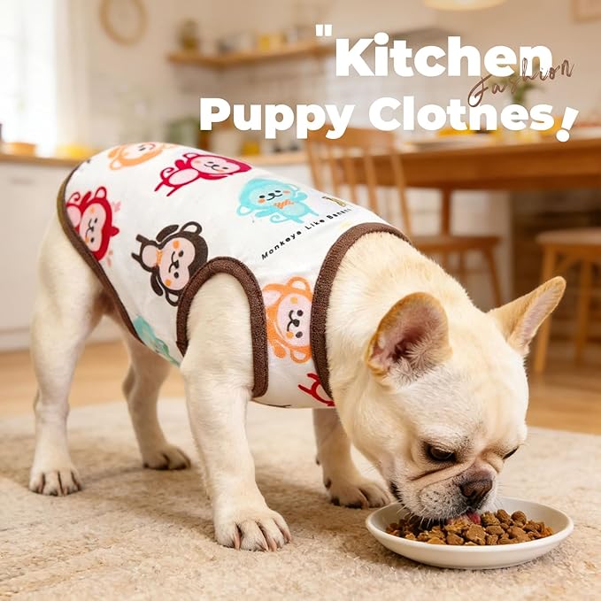 PETCARE Cartoon Dog Shirts for Small Dogs Cute Dog Clothes Brown Monkey Tshirt Soft Cotton Puppy Pajamas Breathable Sleeveless Pet Tank Top Spring Summer Dogs Clothes for Chihuahua Yorkie Shih Tzu