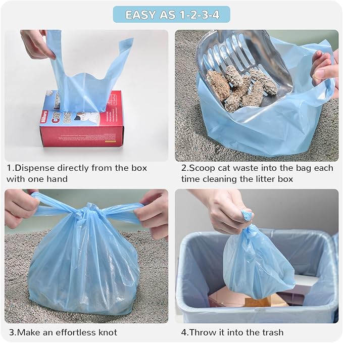 120 Count 15 Liters Cat Litter Bags and 65 Count Drawstring Cat Litter Bags for Most Auto Self-Cleaning Litter Box, Extra Thick Pet Litter Drawer Liners Replacement