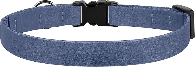 Muromto Breakaway Cat Collar Leather Soft Adjustable Pet Kitten Collars with Bell Pink Brown Blue Green Red (Blue)