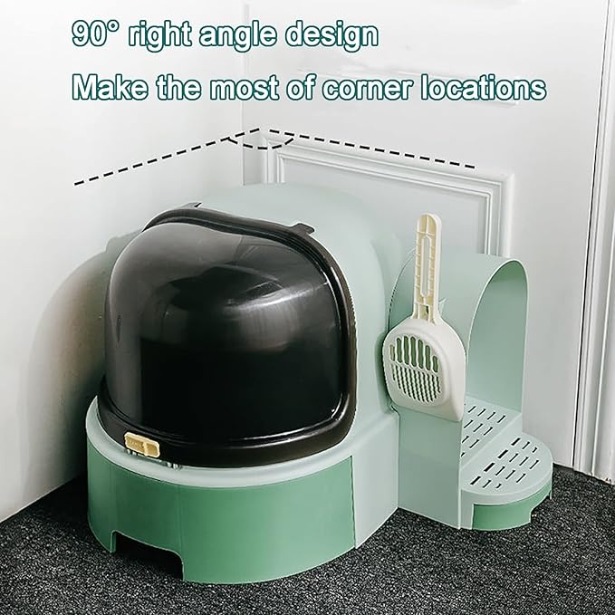 Cat Litter Box, Front Entry Cat Litter Box with Lid, Covered Kitten Litter Tray,Corridor-Type Odor-Proof Litter Box with Sand Drawer Including Cat Litter Scoop (Color : Orange)