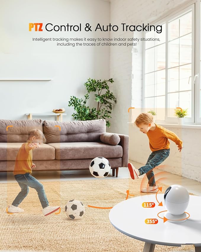 4MP Indoor Security Camera,360°Pet Camera Indoor,Baby Monitor with Phone App,Support 5G/2.4Ghz WiFi,Dog Cameras with Speaker, AI Motion Detection,2-Way Audio for Home/Baby/Cat Camera,No Subscription