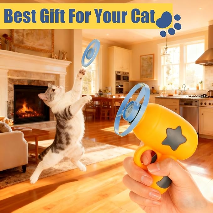 12 Pcs Cat Fetch Toy Set with 3 Red Spinning Tops 6 Flying Discs Colorful Interactive Toys for Kitten Chasing Tracking Playing Training Hunting