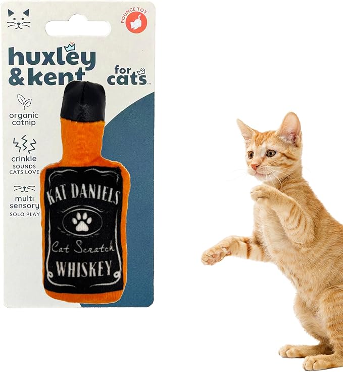 Huxley & Kent Plush Cat Toy - Interactive Catnip Toy for Cats & Kittens - Soft Kitty Toy with Crinkle & Catnip - Fun Indoor Play Toy - Kat Daniels Whiskey