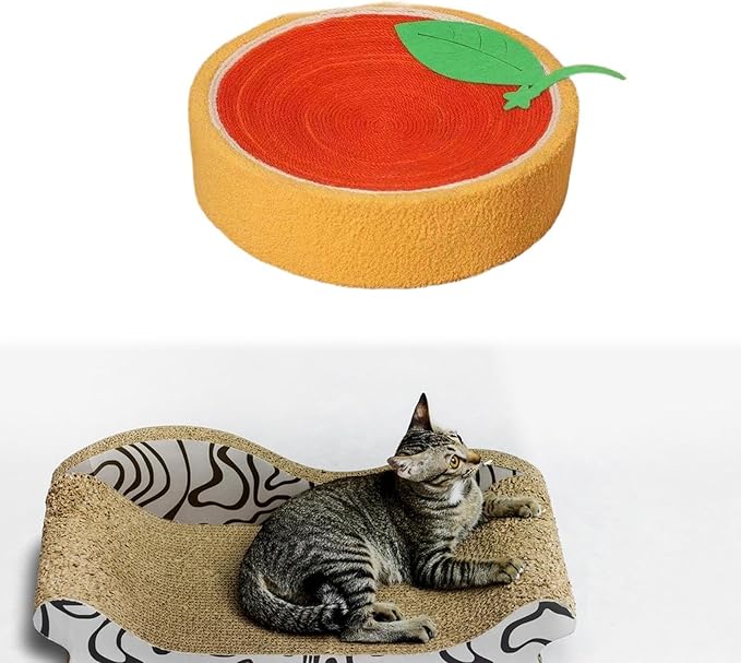 Cat Scratch Pad Cat Scratcher Board Sisal Round Cat Bed Cat Toy Foam and Sisal Cover for Protecting Furniture Suitable for Cat Owners Home Use, Orange
