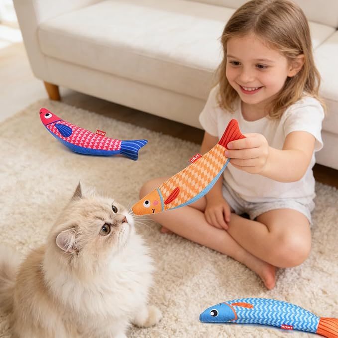 LIFLIX 3PCS Catnip Toys for Cats, Crinkle Cat Toy, Cat Fish Toy for Indoor Cats and Kittens, Cat Toys with Catnip, Interactive Crinkle Fish Cat Toys for Bored Indoor Cats