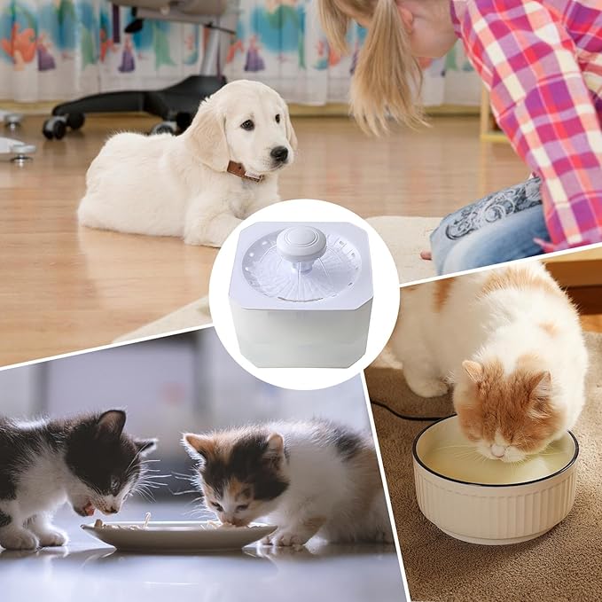 Cat Fountain,2500ml Automatic Quiet Large Capacity Pet Supplies,Dog Water Dispenser - for Puppy Animal Travel Crate House Outside Feeding Tipping Night Hot Day Offices Indoor Home