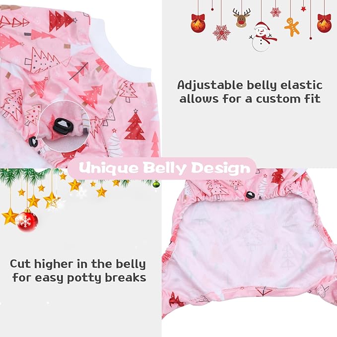 CuteBone Fleece Dog Christmas Pajamas Clothes Puppy Jammies Pet Apparel Cat Onesie for Chihuahua Yorkie Frenchies P312L