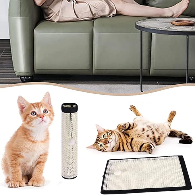 XGOPTS Cat Scratch Pad, Natural Sisal, Furniture Protector, Anti-Scratch Sofa Cushion Pad Bed, Indoor Cats Grinding Claws