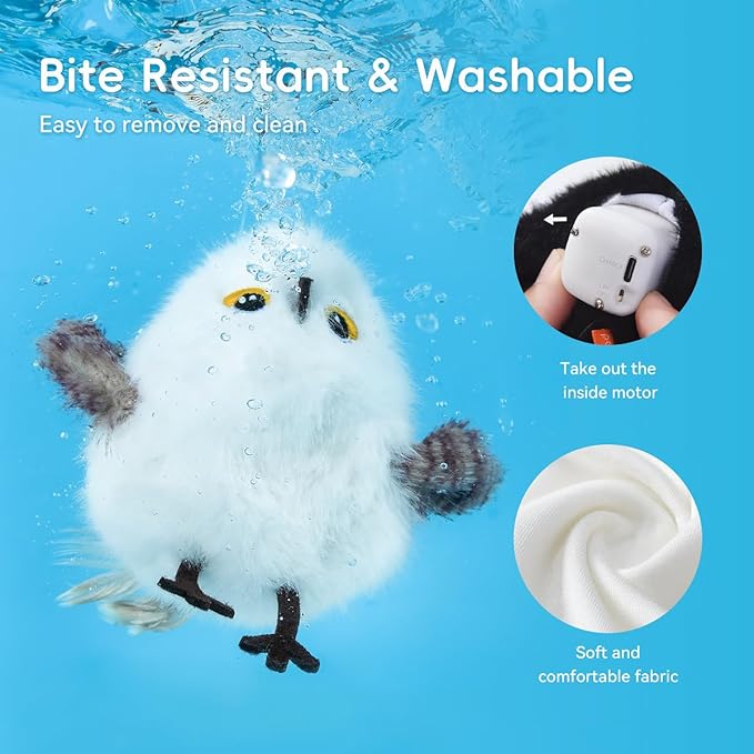 FUNNYDUCK Interactive Cat Toys for Indoor Cats, Flapping Bird Cat Toy with Chirping Sound, Touch Activated Flying Bird Cat Toy, Rechargeable Interactive Flappy Bird Cat Toys for Bored Indoor Cats