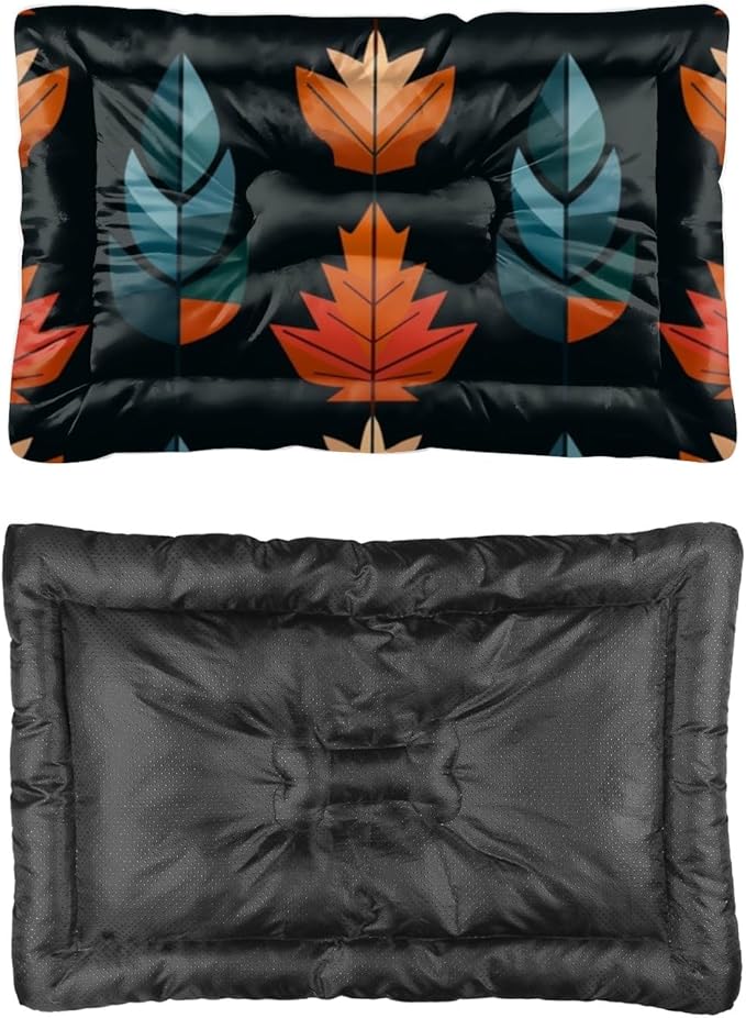 Retro Autumn Pattern Cat Bed Mats Washable Dog Crate Mat Cat and Dog Bed Pet Mat Flat Non- Slip Bottom Furniture for Dogs Multi- Scenario Crate Pad Gift Printed Pads 36× 24 Inch