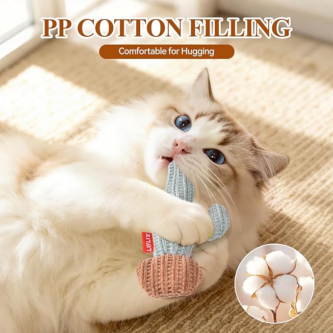 LIFLIX 3PCS Catnip Cat Toys, Cute Cat Nip Plush Toys for Indoor Cats, Interactive Small Cat Kicker Toys(3 Shapes)