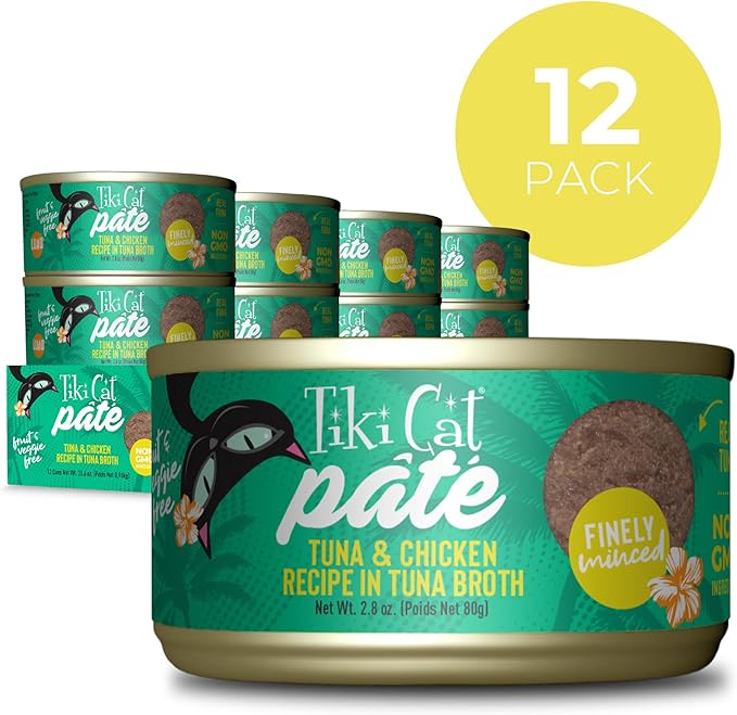 Tiki Cat Luau Pâté Wet Cat Food, Tuna & Chicken, 2.8 oz. Cans (12 Count)