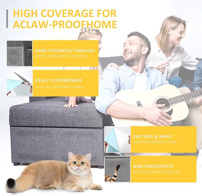 XMZCYMyo Anti Cat Scratch Furniture Protectors, 11PCS Cat Scratch Deterrent Tape, Couch Corner Protectors for Cats, Double Sided Sofa Anti Scratching Sticky Tape