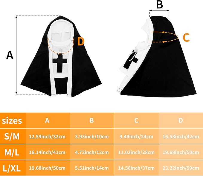 PET SHOW Nun Dog Costume for Medium Large Dogs Halloween Cosplay Outfit Black White Cloak Dress Up Adjustable Pets Apparel Holiday Party Clothes Boys Girls(L/XL)