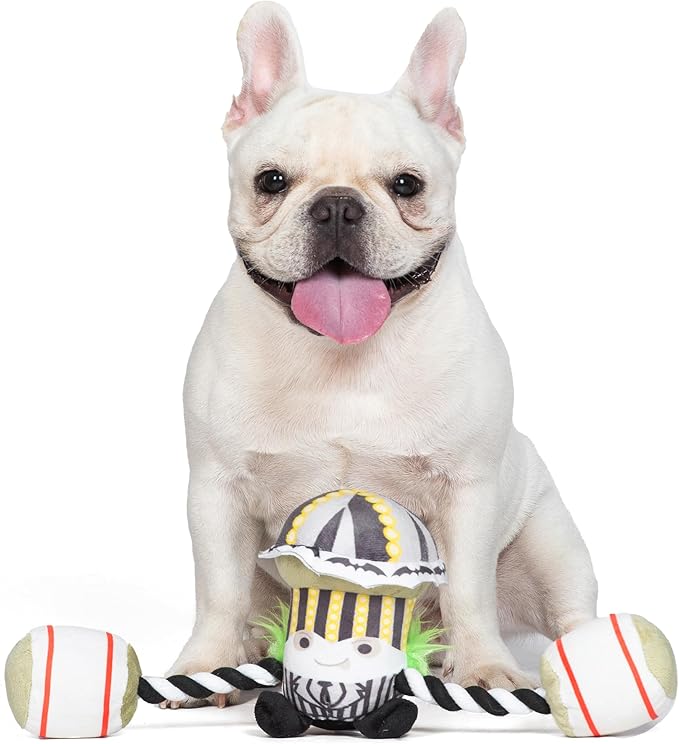 Beetlejuice Carnival Rope Plush Dog Toy, 14” Double Rope Dog Toy, Beetlejuice Toy for Dogs for Halloween