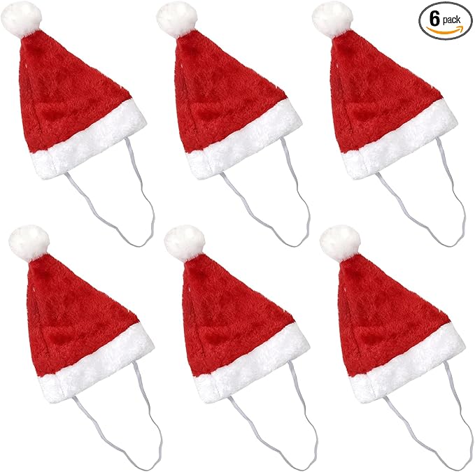 6 Pcs Pet Santa Hat for Small Dogs and Cats, Christmas Costume, 5.5 x 7.8 inches, Red and White,