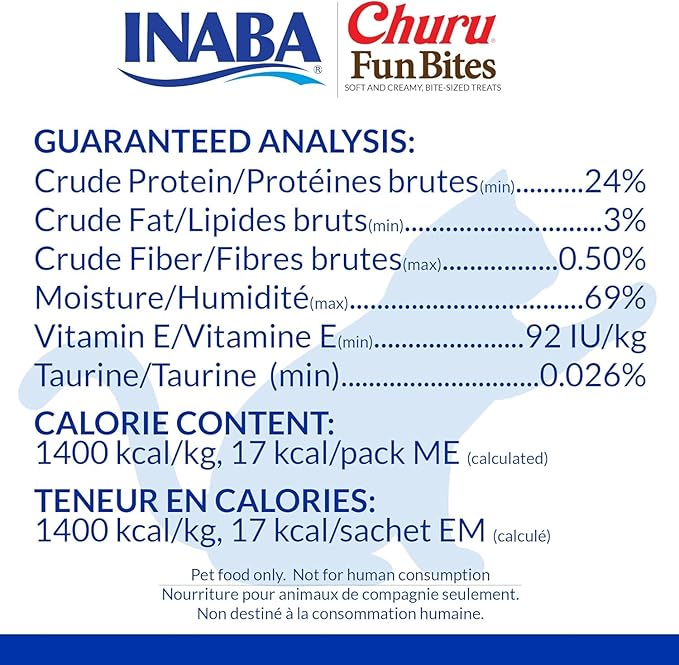 INABA Churu Fun Bites for Cats, Soft & Chewy Baked Chicken Wrapped Filled Cat Treats with Taurine, 0.42 Ounces Each Tetra, 3 Tetras, Chicken Recipe