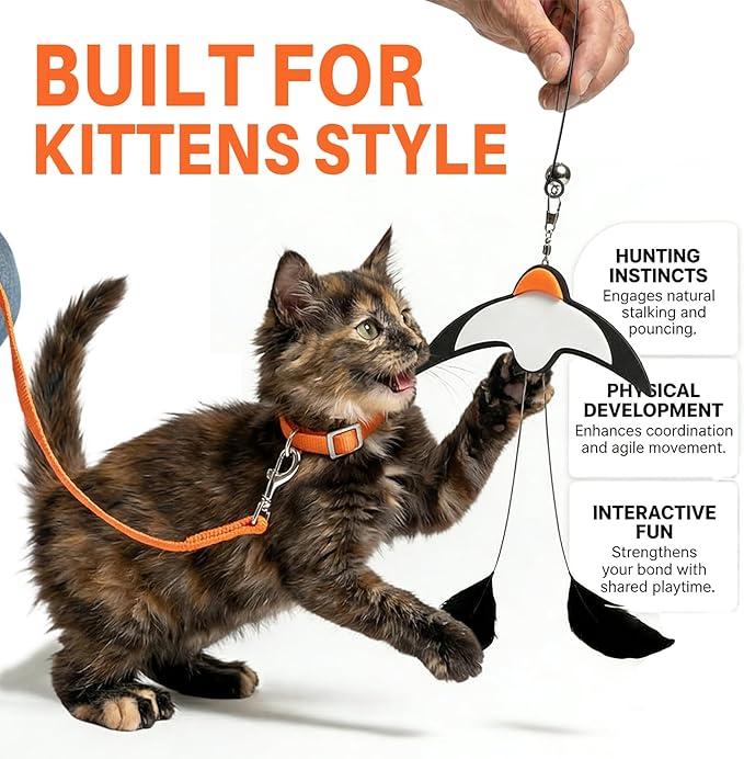 Walfront Interactive Cat Wand Toy with Strong Suction Cup Base, Bird Teaser with Bells, Triggers Hunting Instinct, Includes 2 Wands and 2 Replacement Birds, 35.4 Inch Wand for Indoor Cats