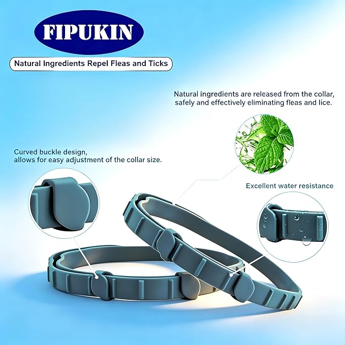 Natural Ingredients Flea Repellent Collar for Cats, Safe and Effective Flea and Tick Repellent, Waterproof, 8 Months Protection per Collar, Free Comb, One Size Fits All, 13.8 Inches, 2-Pack