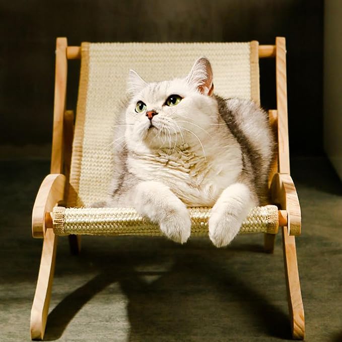 Foldable Cat Lounger - Adjustable Pet Chair, Space-Saving Foldable Bed for Cats, Comfortable Lounging and Resting Accessory, Portable Pet Furniture Tool for Travel Veterinary Bedroom Patio Living Room